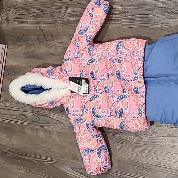 LONDON FOG Water Two-Piece Winter Snowsuit + Hooded Fleece Size 24 Monrhs - Picture 6 of 9